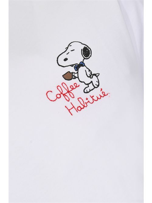 T-shirt Portofino in cotone con ricamo Snoopy Coffee Habitué Mc2 Saint Barth | POT000101623L